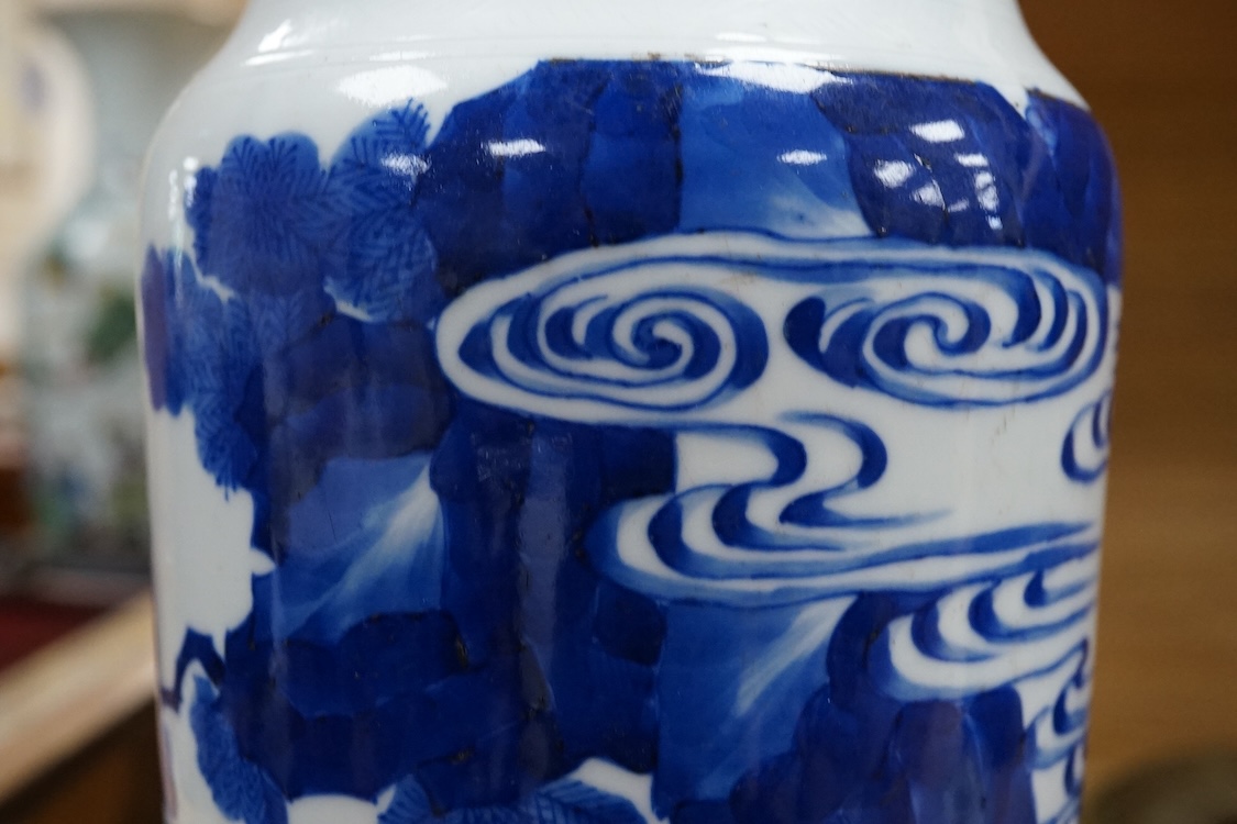 A Chinese blue and white rolwagen vase, 39cm high